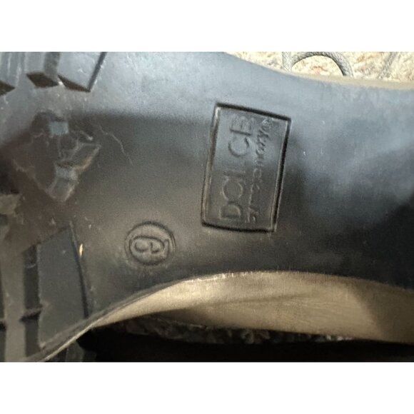 Dolce By Mojo Moxy Gray Lace-Up Ankle Boots Chunky Heel plaid Cuff Womens 9 - Picture 7 of 12